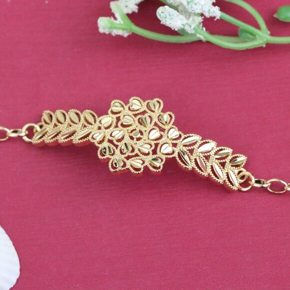 "Elegant Floral Leaf Rose Gold Bracelet with Adjustable, XPBL1137 - Picture 11 of 13